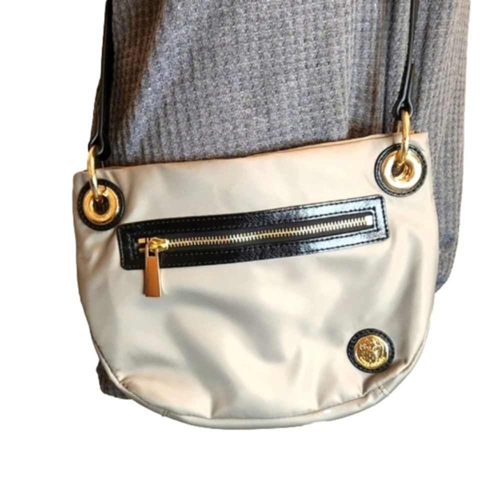 Vince Camuto Gray Crossbody Bag with Black Strap and Gold Hardware